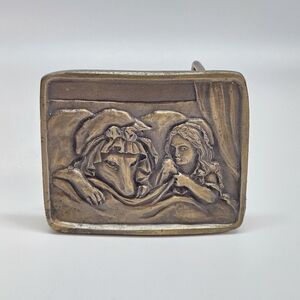 VINTAGE Little Red Riding Hood Bronze Belt Buckle Indiana Metal Craft 1970s